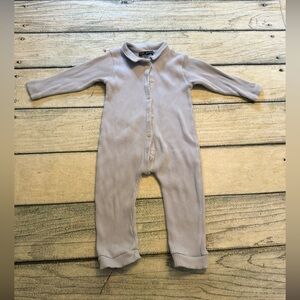 LILI GAUFRETTE blue ribbed button down one is romper pajamas. France. 18 m